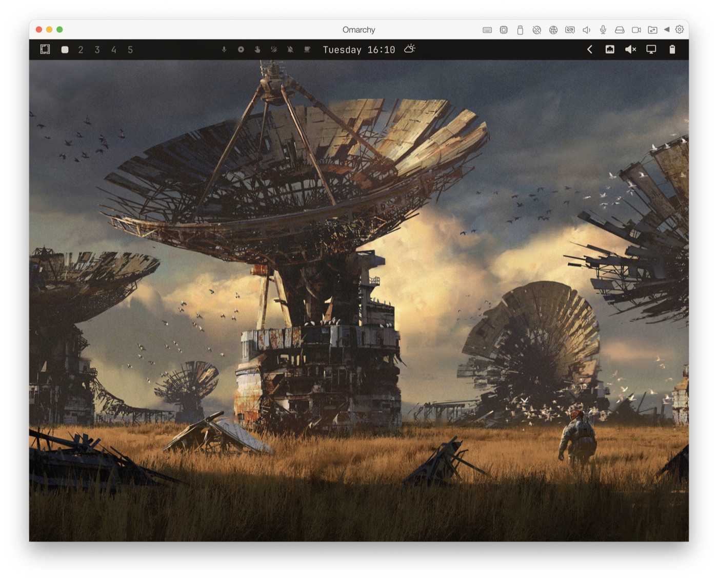 Omarchy in esecuzione in una macchina virtuale Parallels Desktop su Mac Apple Silicon